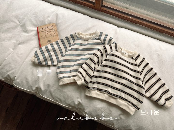 【valubebe】 Multi-stripe fleece man-to-man (baby, kids)