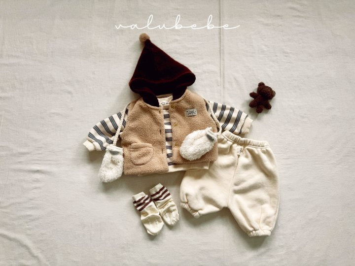 【valubebe】 Multi-stripe fleece man-to-man (baby, kids)