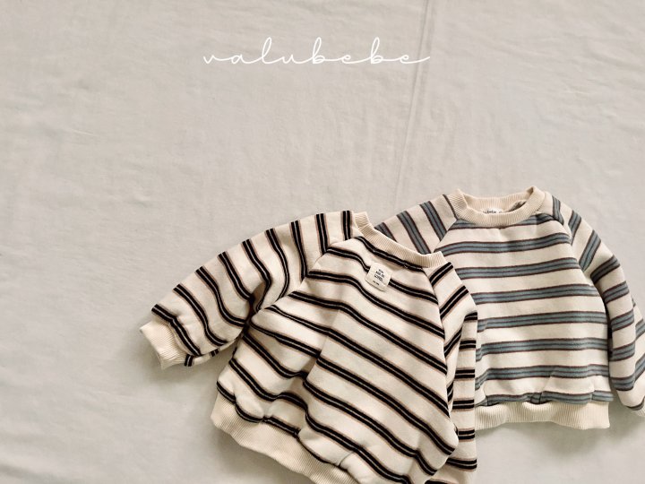 【valubebe】 Multi-stripe fleece man-to-man (baby, kids)