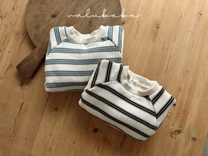【valubebe】 Multi-stripe fleece man-to-man (baby, kids)