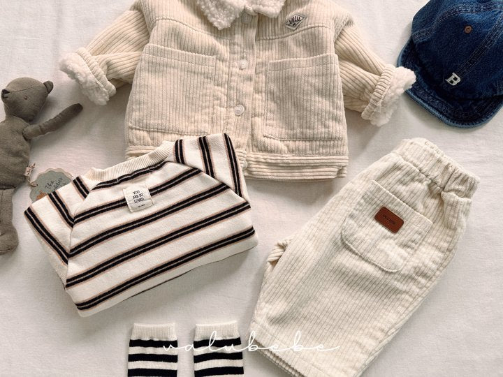 【valubebe】 Multi-stripe fleece man-to-man (baby, kids)