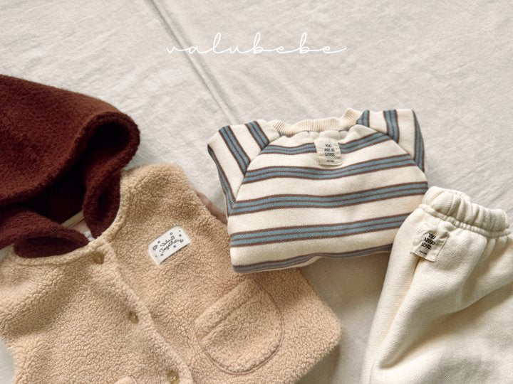 【valubebe】 Multi-stripe fleece man-to-man (baby, kids)