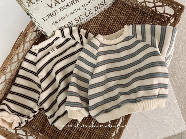 【valubebe】 Multi-stripe fleece man-to-man (baby, kids)