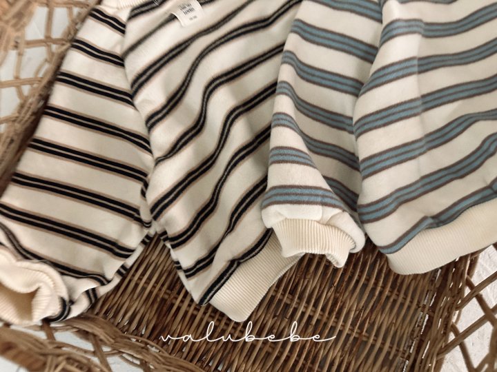 【valubebe】 Multi-stripe fleece man-to-man (baby, kids)