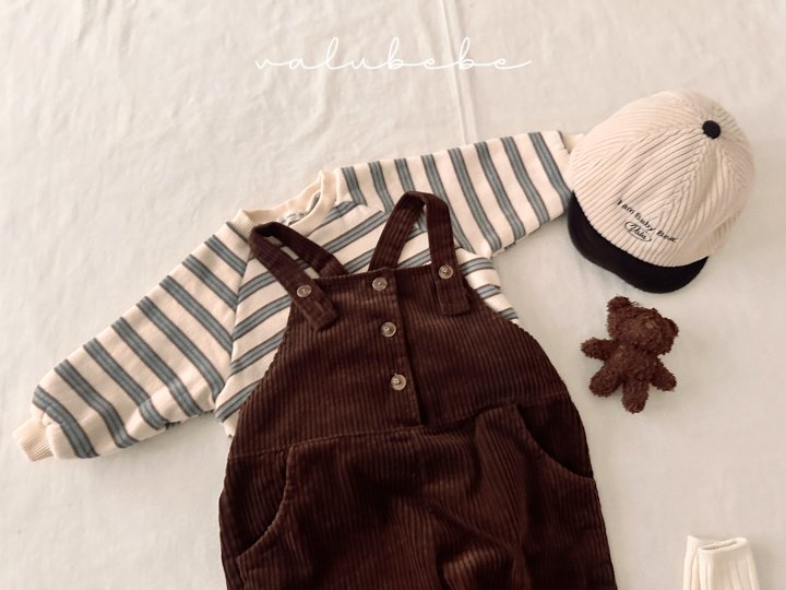 【valubebe】 Multi-stripe fleece man-to-man (baby, kids)