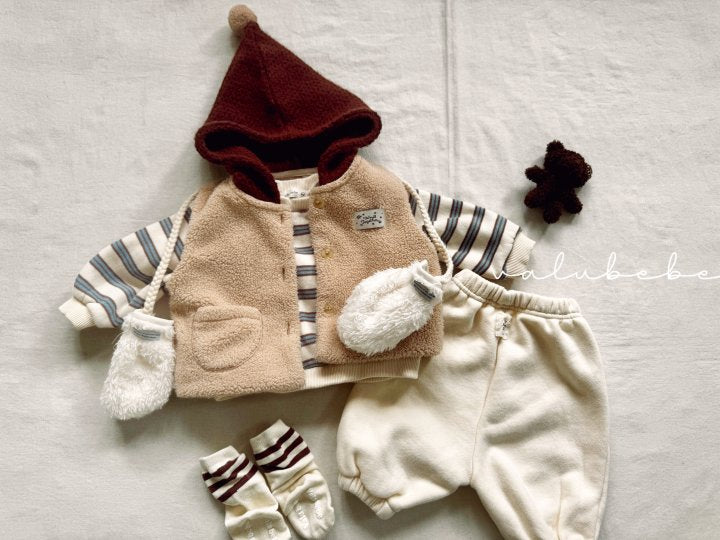 【valubebe】 Multi-stripe fleece man-to-man (baby, kids)