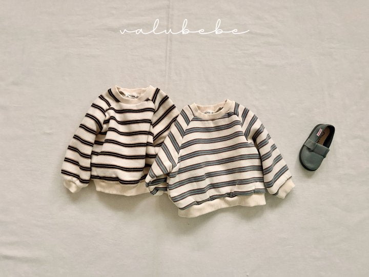 【valubebe】 Multi-stripe fleece man-to-man (baby, kids)