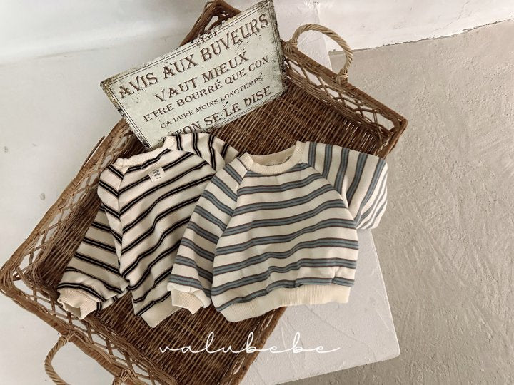 【valubebe】 Multi-stripe fleece man-to-man (baby, kids)