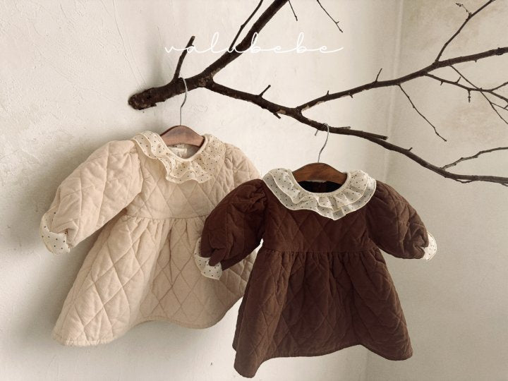 【valubebe】 Dot Collar Quilted One Piece (Bebe)