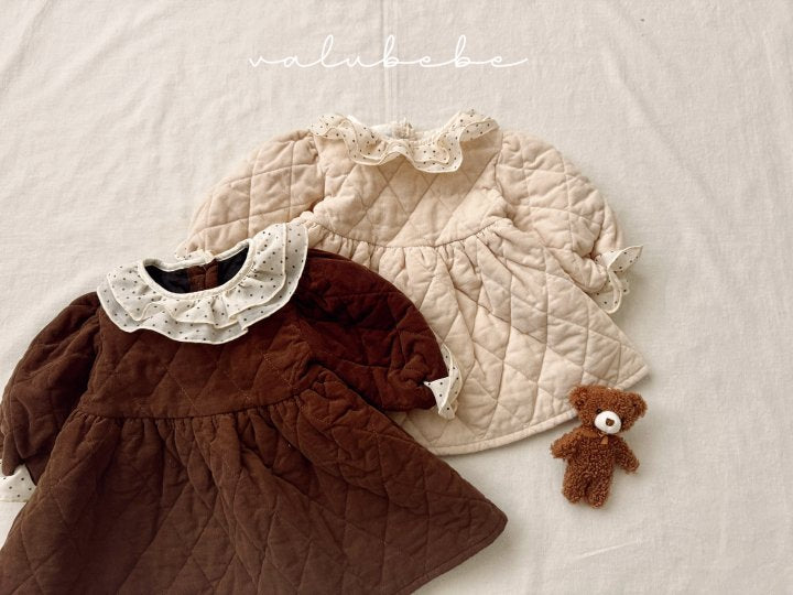 【valubebe】 Dot Collar Quilted One Piece (Bebe)