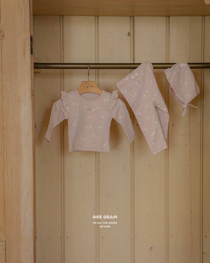 【one gram】 Bunny top and bottom set  ※クーポン使用で表示価格よりさらに10%OFF！9月30日（火）23：59まで！クーポンコード：spt10