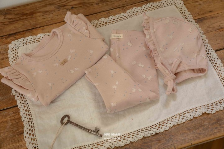 【one gram】 Bunny top and bottom set  ※クーポン使用で表示価格よりさらに10%OFF！9月30日（火）23：59まで！クーポンコード：spt10