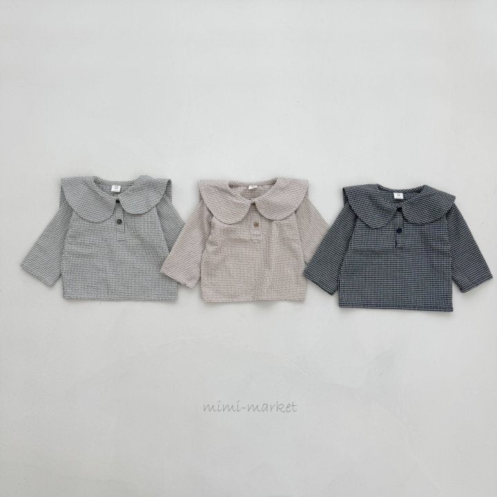 【mimi market】 Check sailor blouse