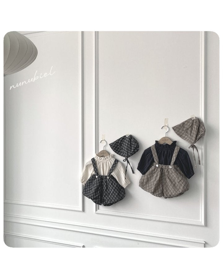【nunubiel】 rose romper & bonnet