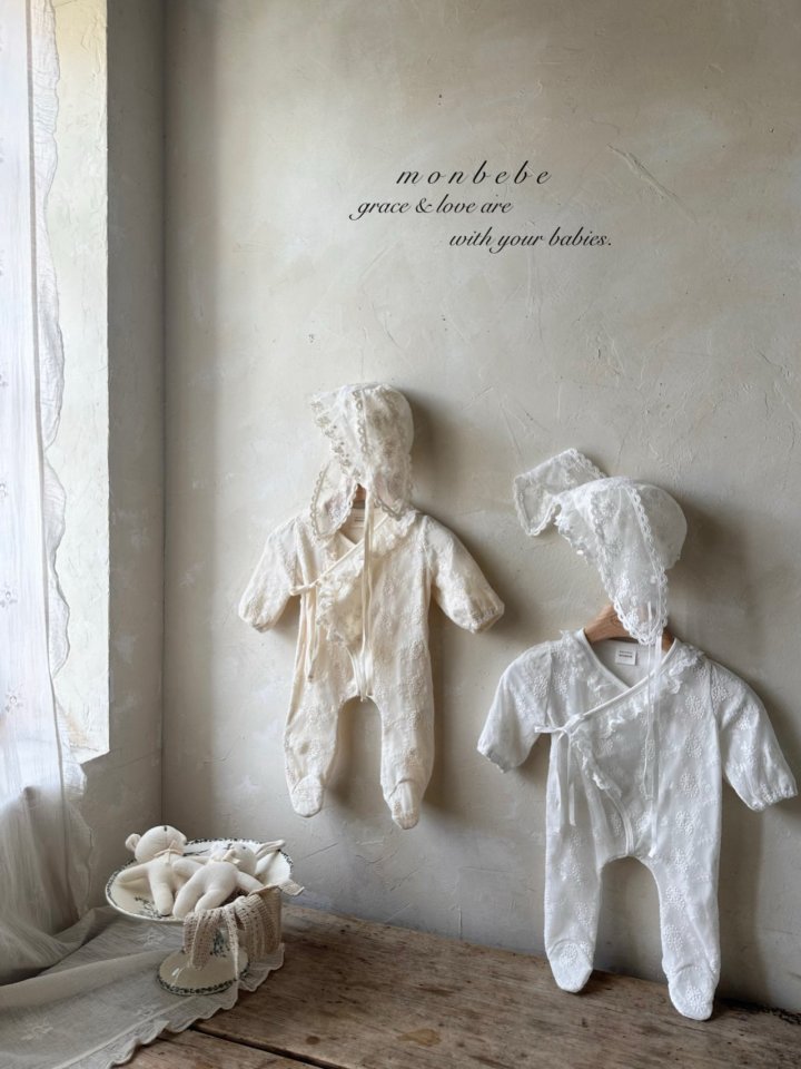 【monbebe】 レースバニーボンネット
