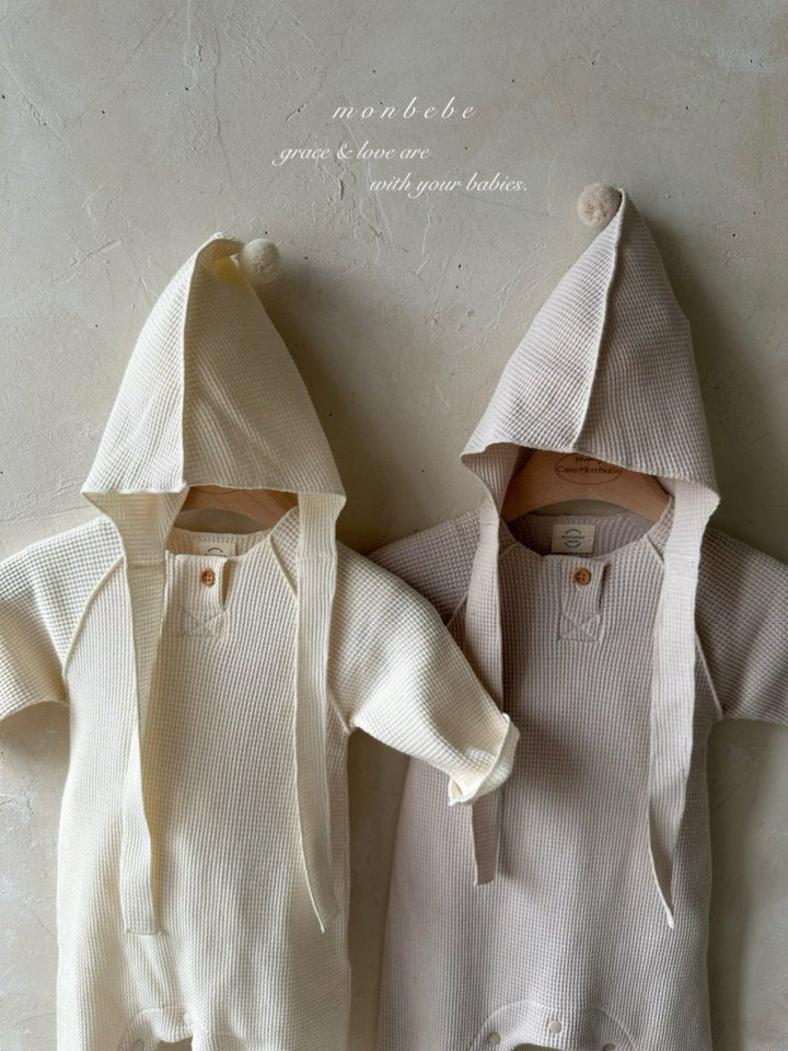 【monbebe】 Pom Pom Waffle Suit (with cone hat)