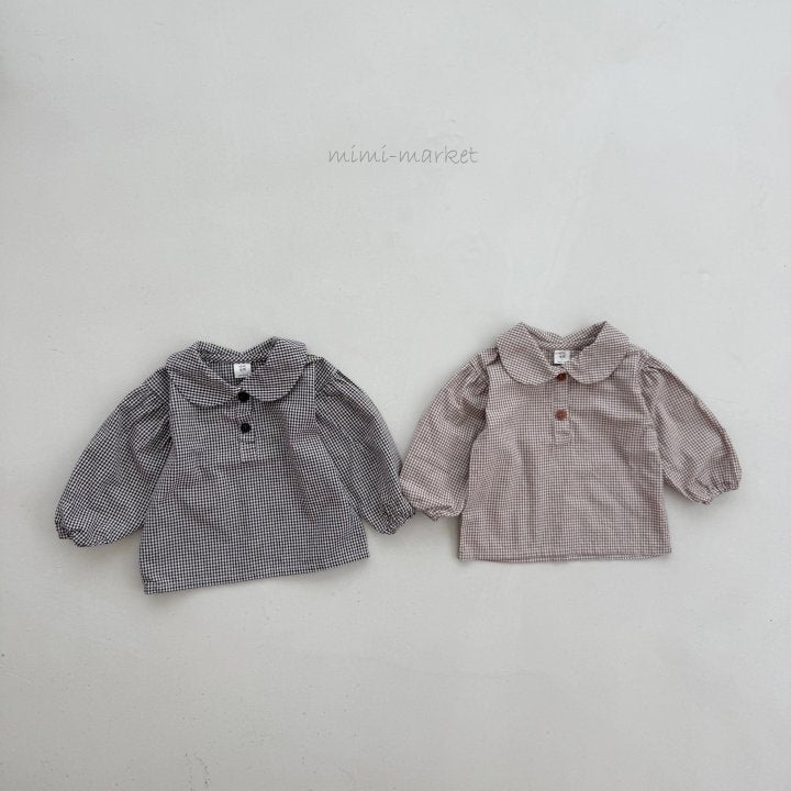 【mimi market】 Short check blouse　
