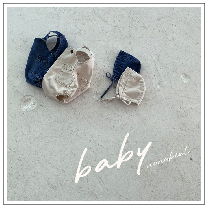 【nunubiel】 pocket denim romper & bonnet
