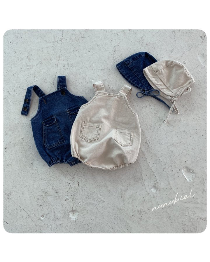 【nunubiel】 pocket denim romper & bonnet