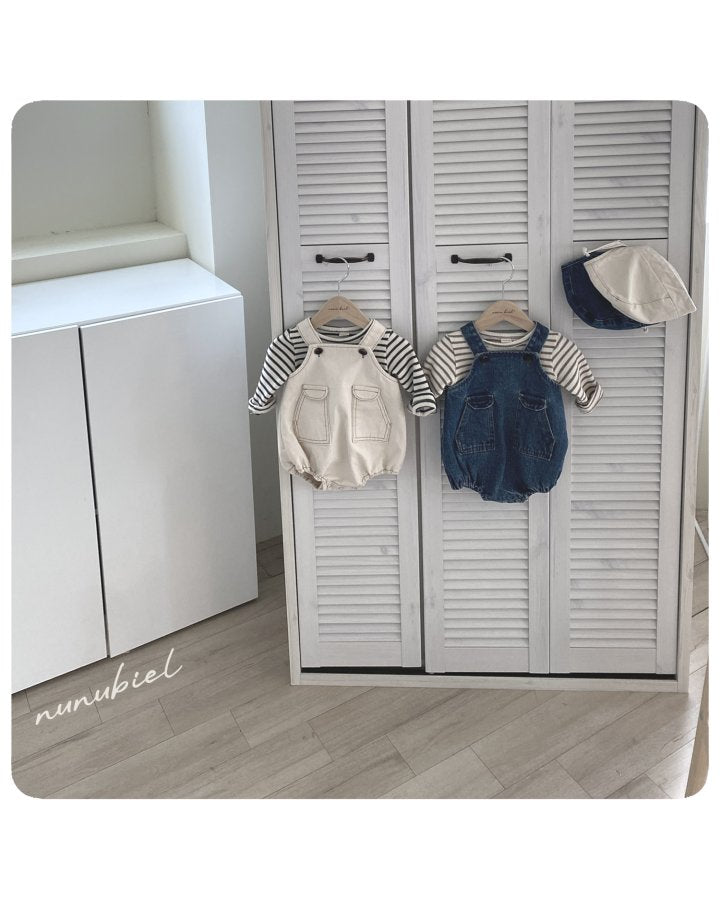 【nunubiel】 pocket denim romper & bonnet