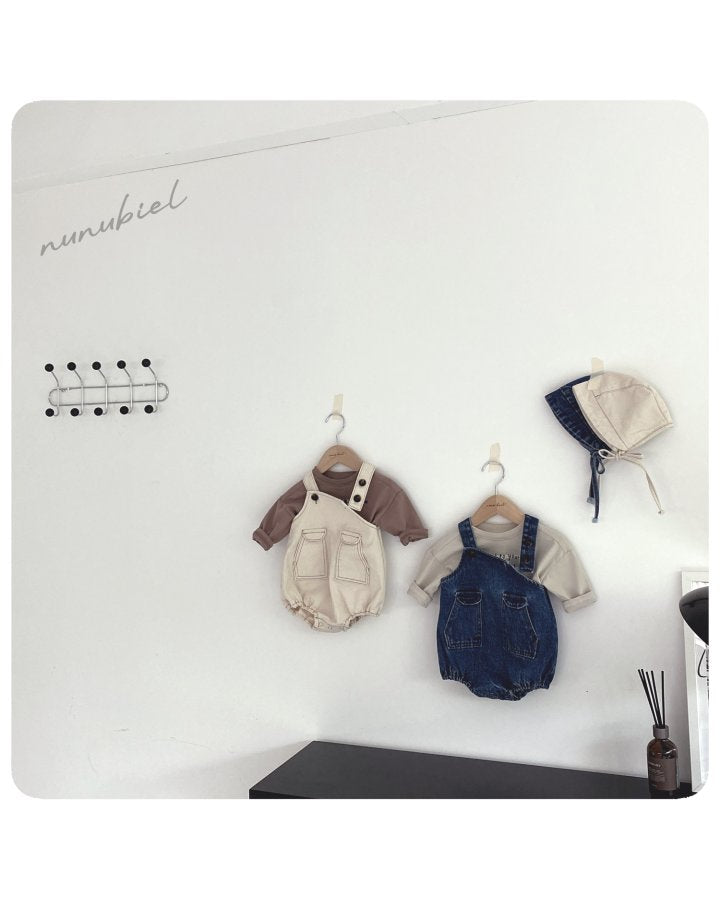 【nunubiel】 pocket denim romper & bonnet
