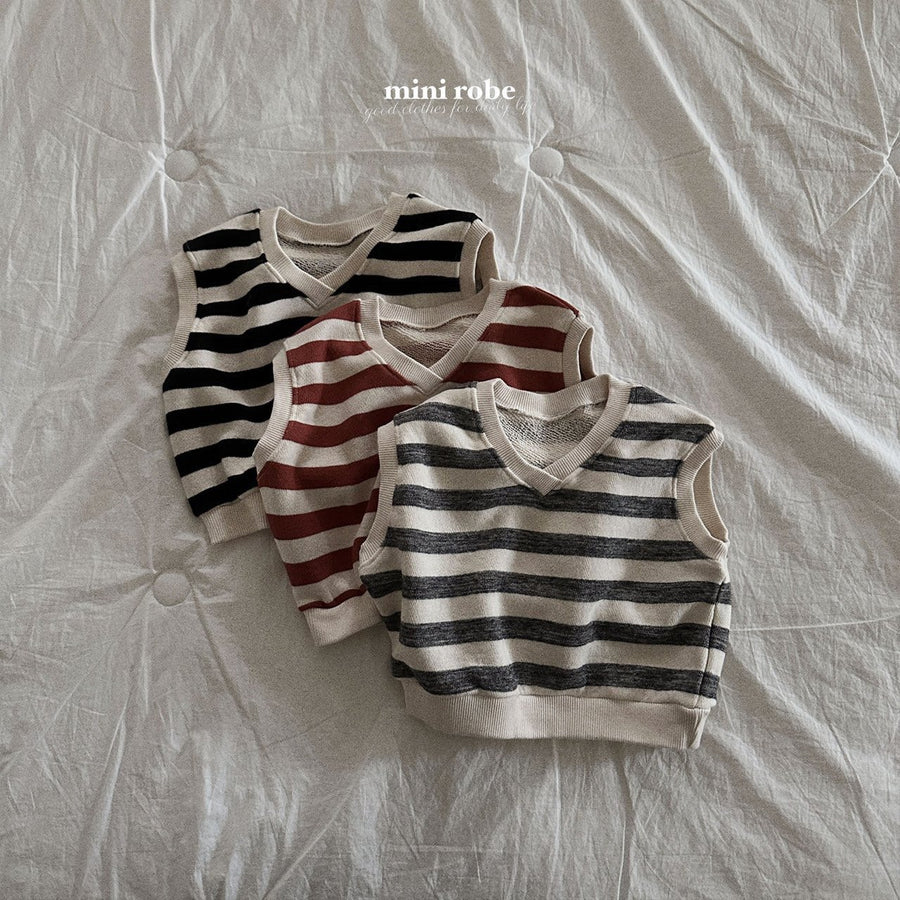 NEW【minirobe】 stripe v-neck vest　