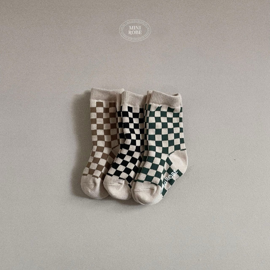 NEW【minirobe】 checkerboard socks　（３足セット）