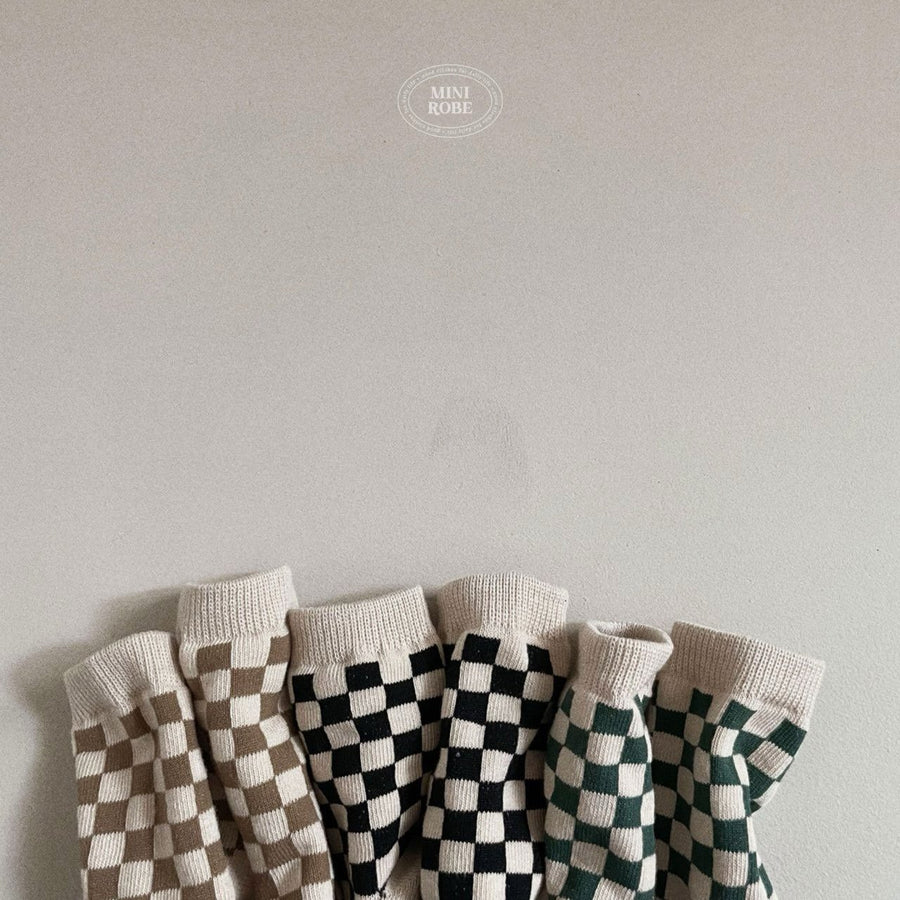 NEW【minirobe】 checkerboard socks　（３足セット）