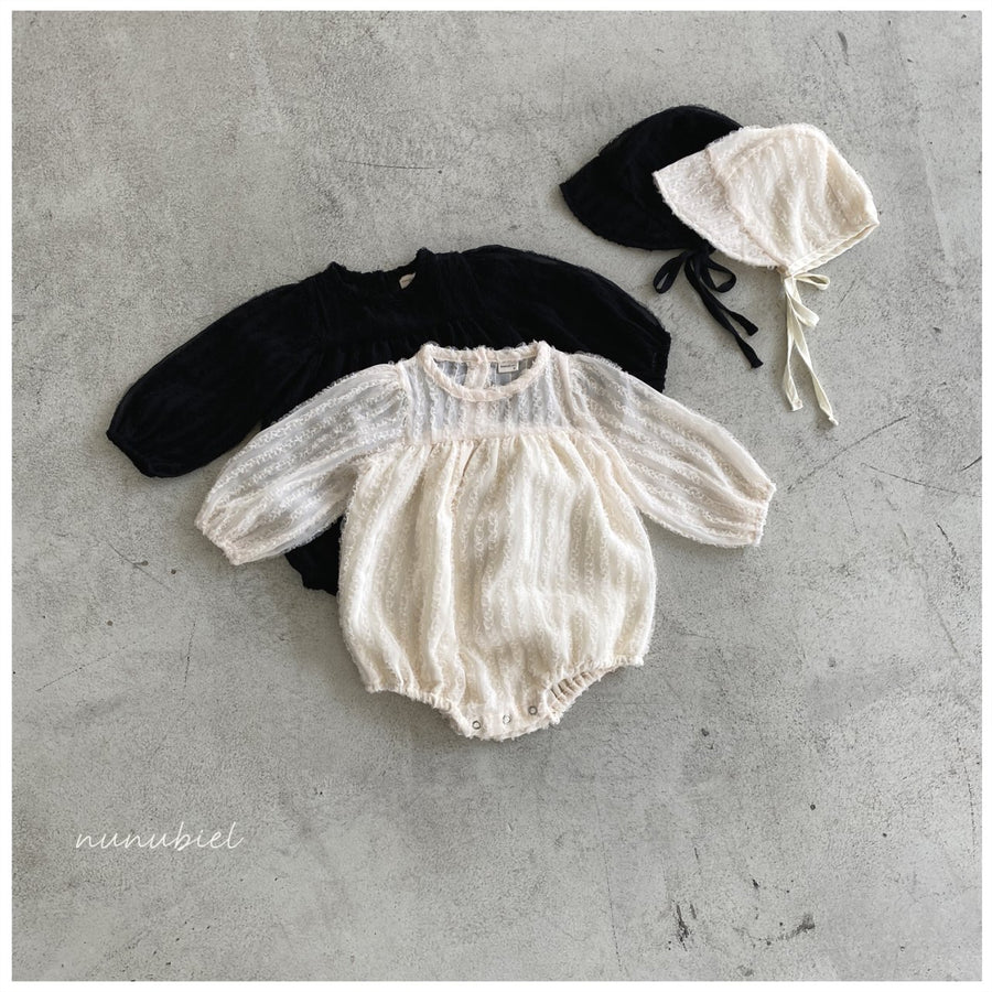 【nunubiel】 chiffon romper & bonnet　