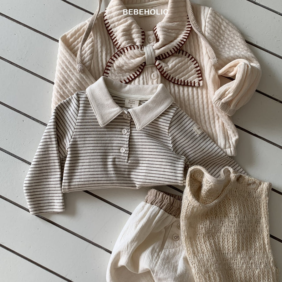 【bebeholic】 Cony stripe collar T