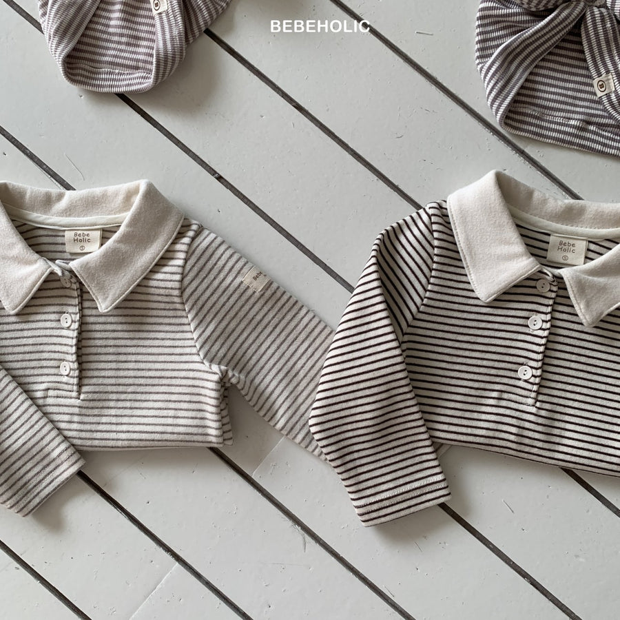 【bebeholic】 Cony stripe collar T