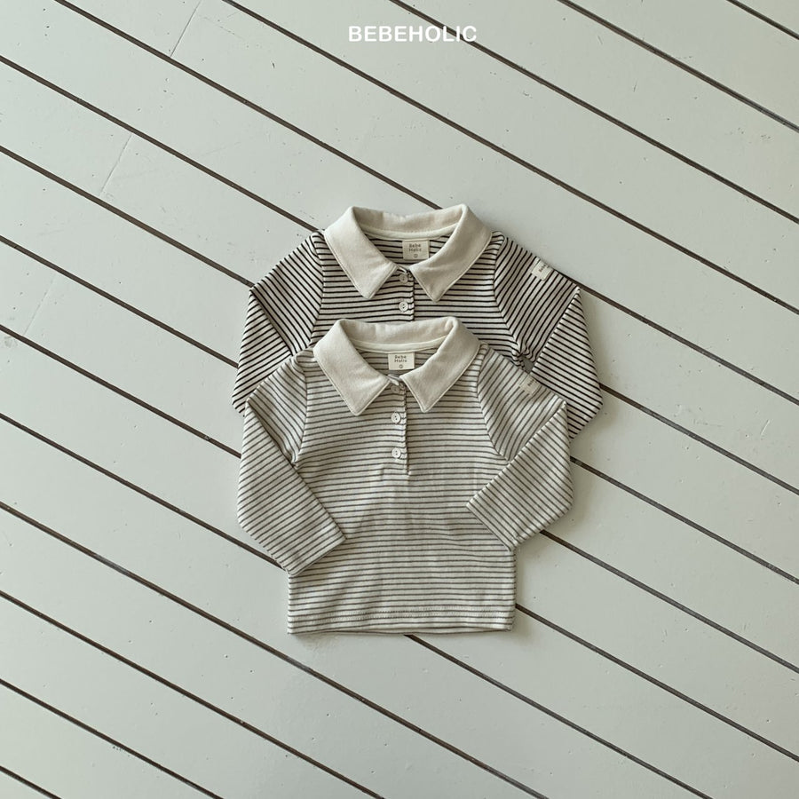 【bebeholic】 Cony stripe collar T