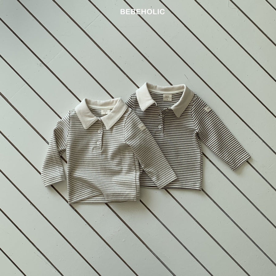 【bebeholic】 Cony stripe collar T