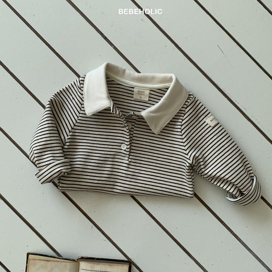 【bebeholic】 Cony stripe collar T