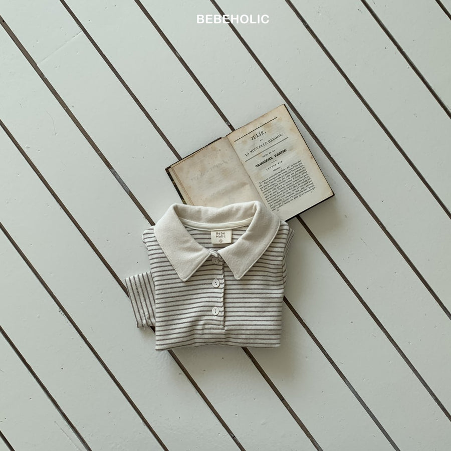【bebeholic】 Cony stripe collar T