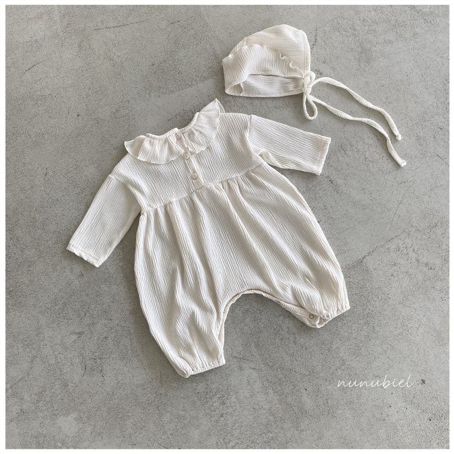 【nunubiel】 wrinkle romper & bonnet　