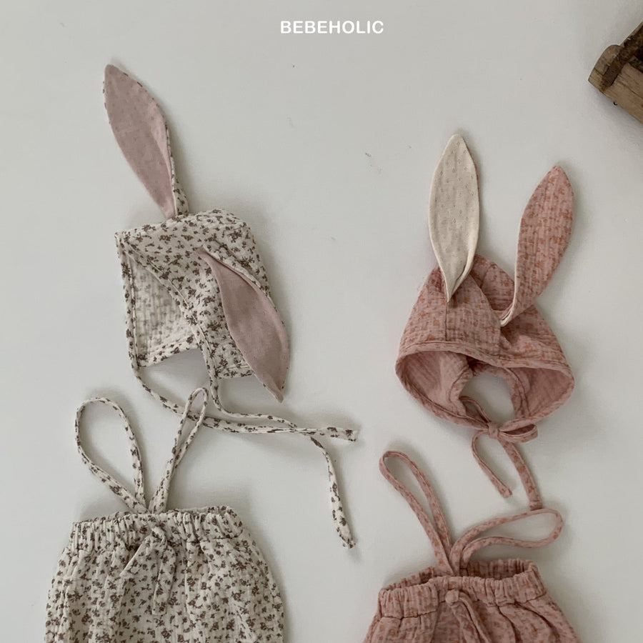 【bebeholic】 Rabbit Bonnet Set