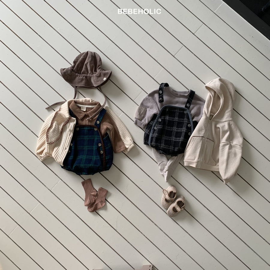 【bebeholic】 Checked overall rompers