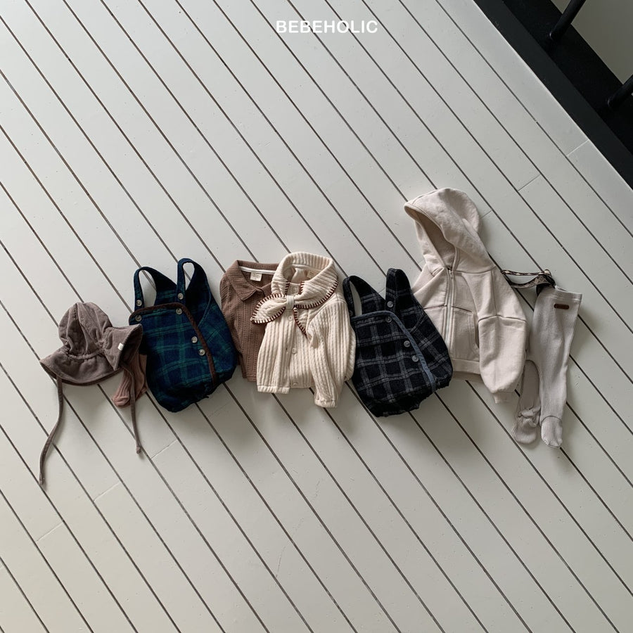 【bebeholic】 Checked overall rompers