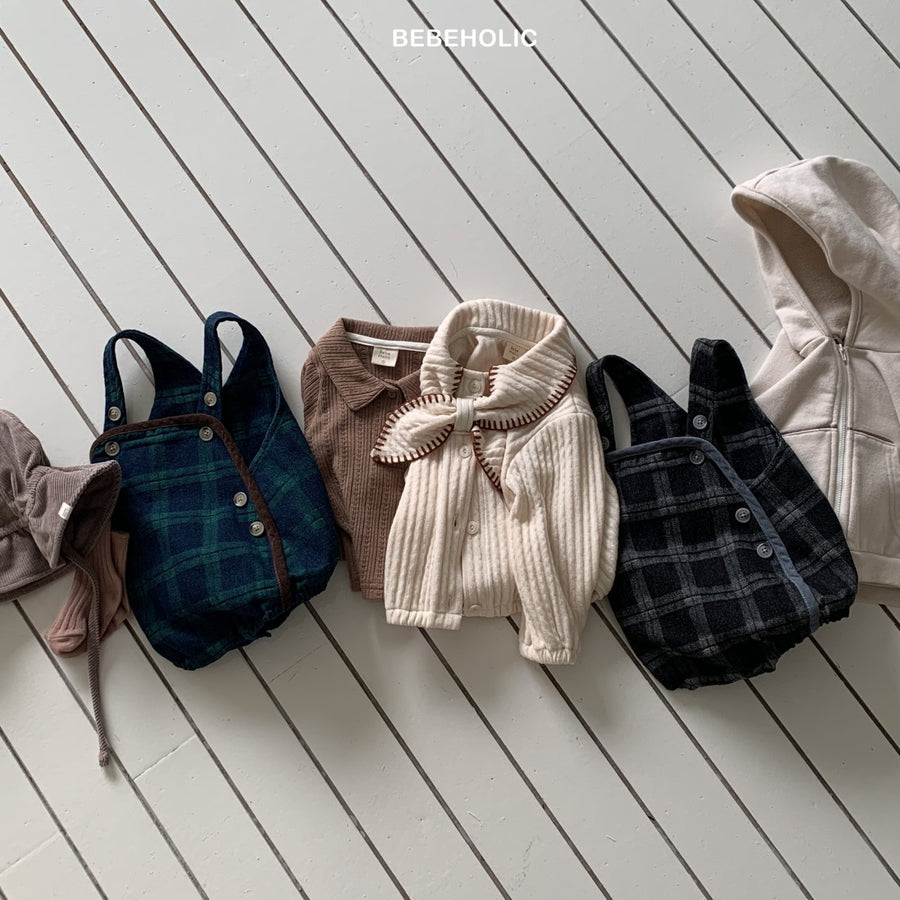【bebeholic】 Checked overall rompers