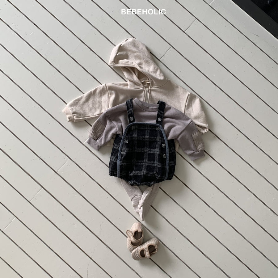 【bebeholic】 Checked overall rompers