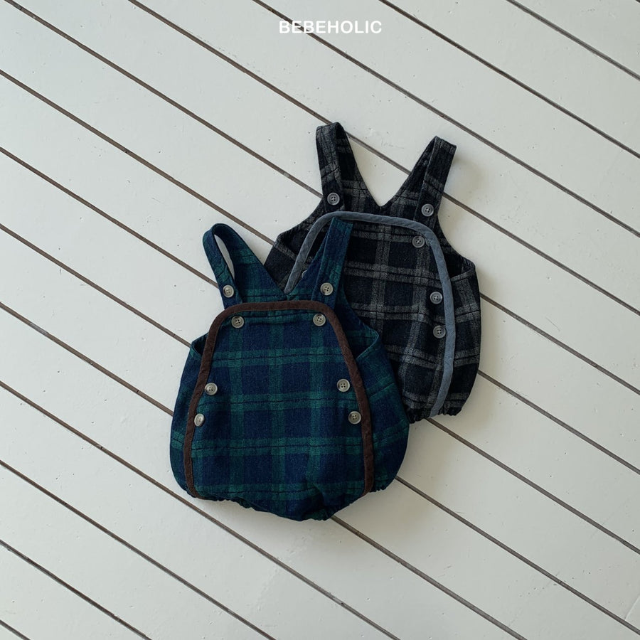 【bebeholic】 Checked overall rompers