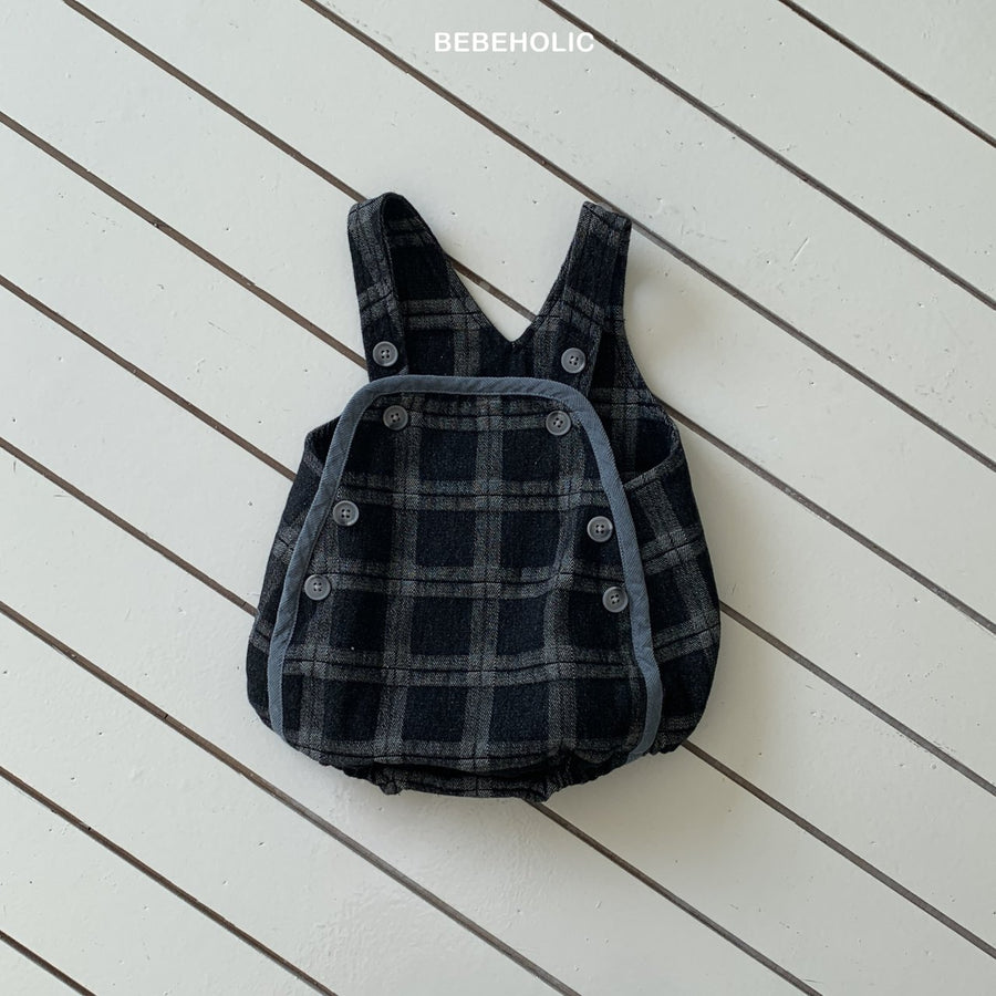 【bebeholic】 Checked overall rompers