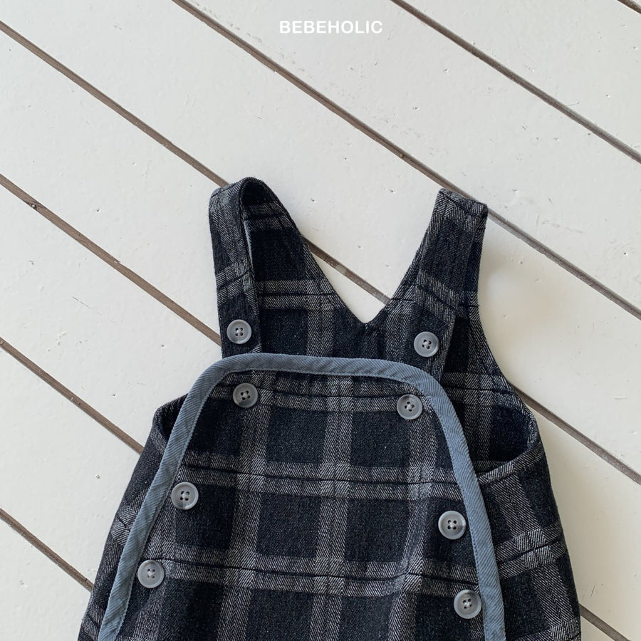 【bebeholic】 Checked overall rompers