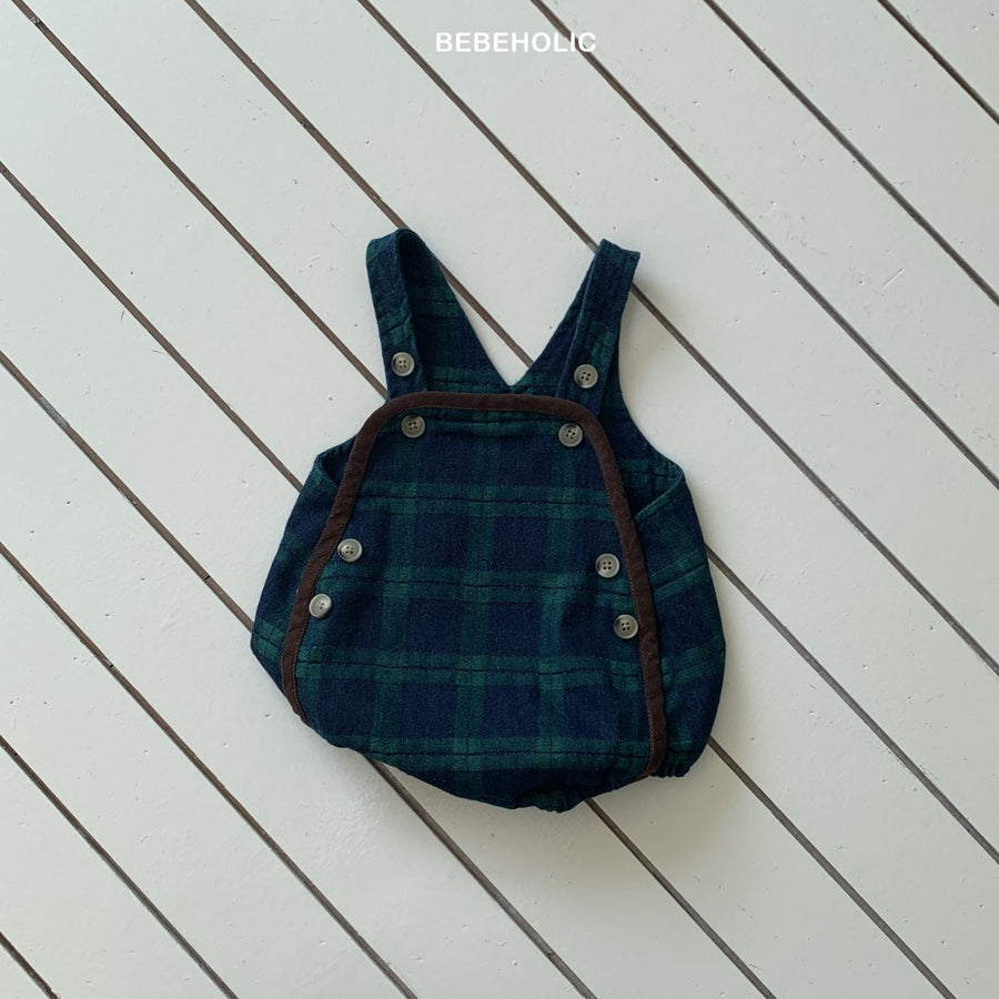 【bebeholic】 Checked overall rompers
