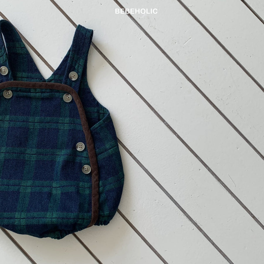 【bebeholic】 Checked overall rompers