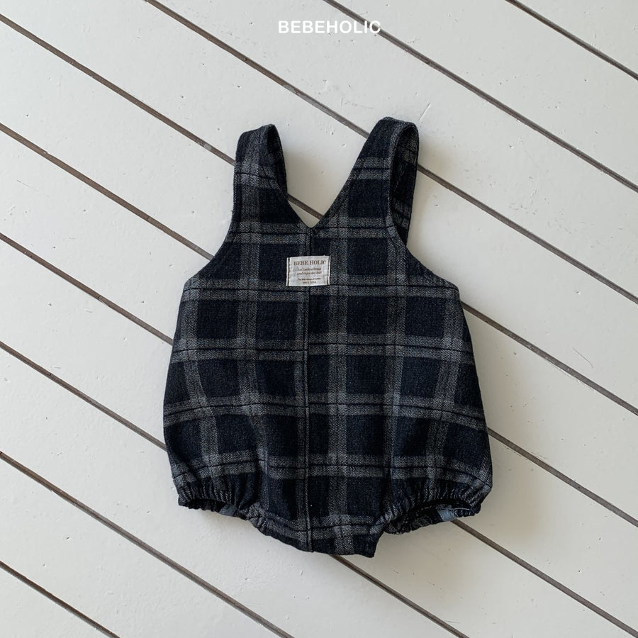 【bebeholic】 Checked overall rompers
