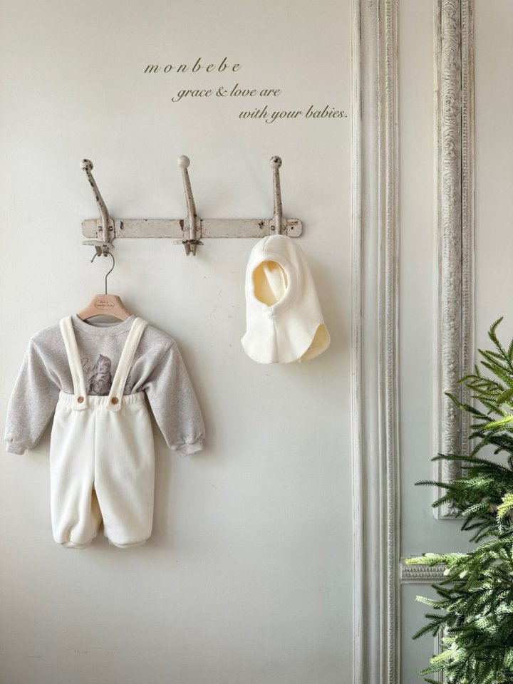 【monbebe】 rib overall pants