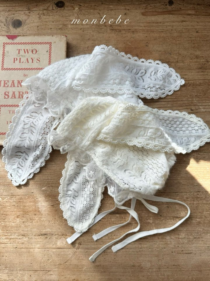 【monbebe】 W Bunny Lace Bonnet