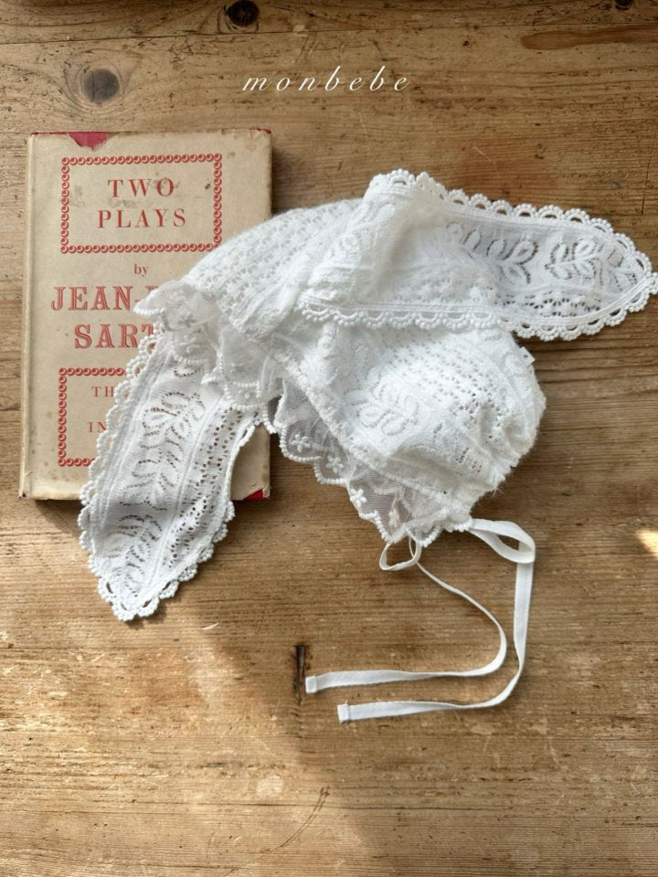 【monbebe】 W Bunny Lace Bonnet